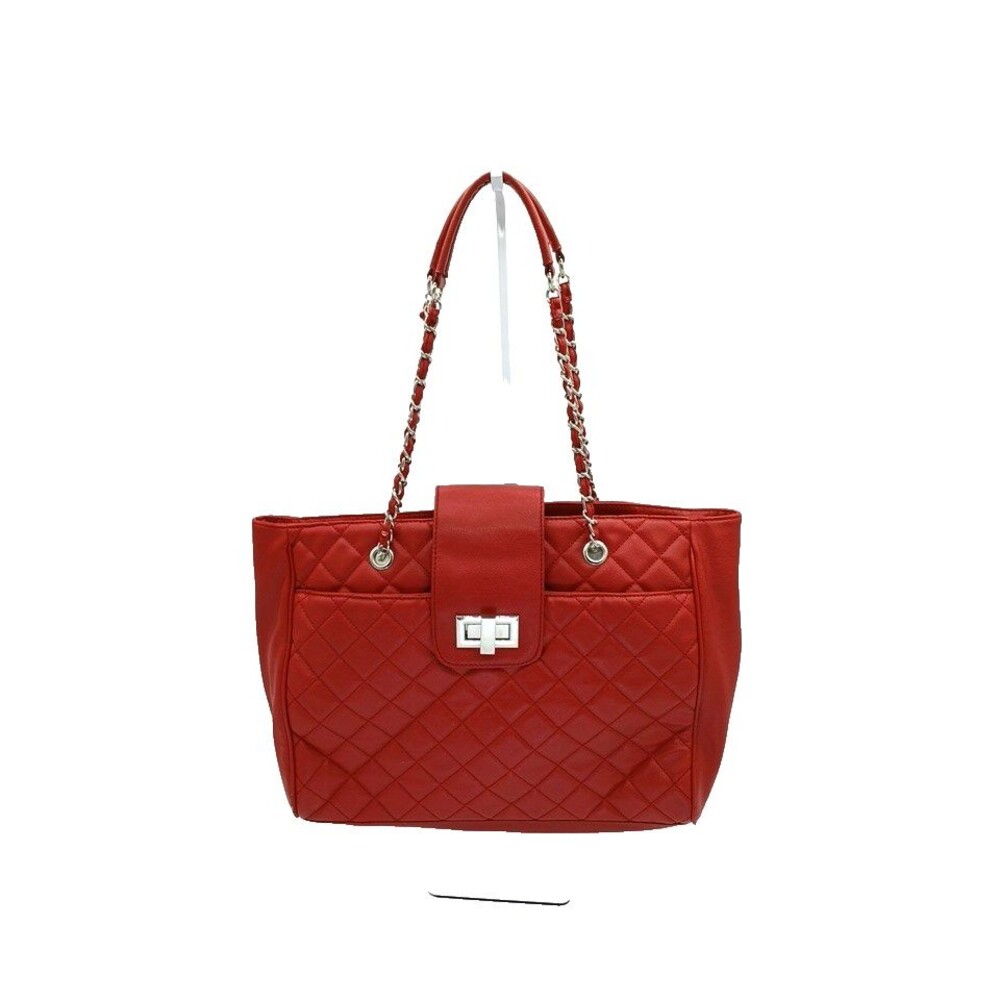 Apt. 9 Red Quilted Shoulder Bag with Chain Strap Turn Lock Gold Hardware